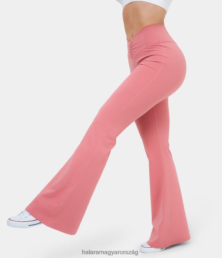 aktív ruházat Halara Magas derekú, v alakú, domború, hátsó zsebben lobogó jóga leggings cukorka rózsaszín nők 8FPF80311