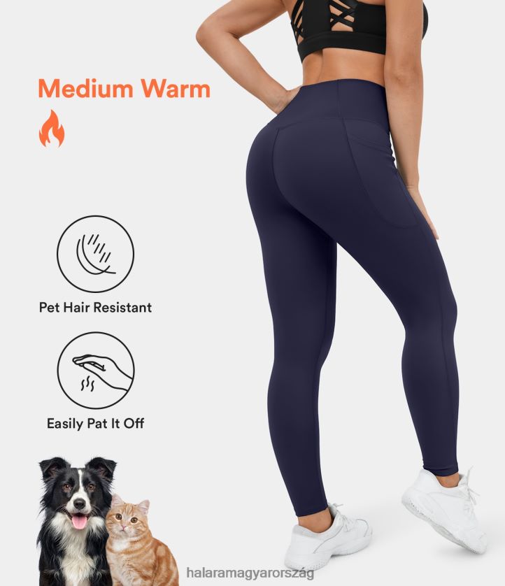 aktív ruházat Halara Patitoff kisállatszőr ellenálló polár crossover oldalzseb alkalmi leggings pávakabát nők 8FPF801507