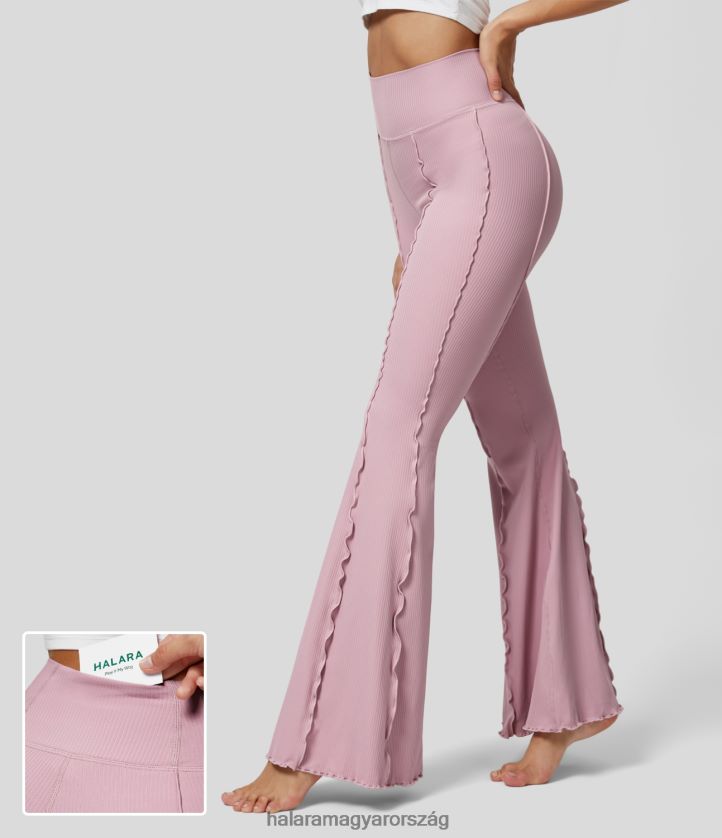 aktív ruházat Halara bordázott, magas derekú saláta díszítésű hátsó zsebben lobogó táncos leggings fehérített mályva nők 8FPF80304