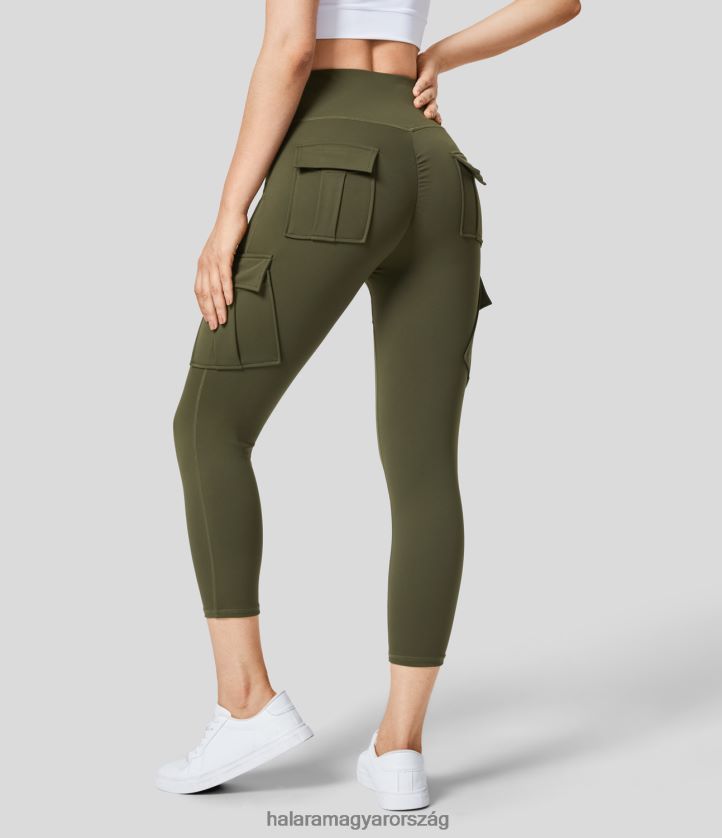 aktív ruházat Halara magas derekú cargo pocket capri jóga leggings erdei éjszaka nők 8FPF80238