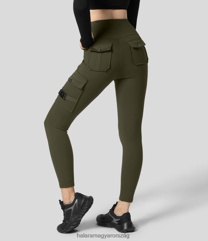 aktív ruházat Halara magas derekú cargo pocket jóga 7/8 leggings erdei éjszaka nők 8FPF80259