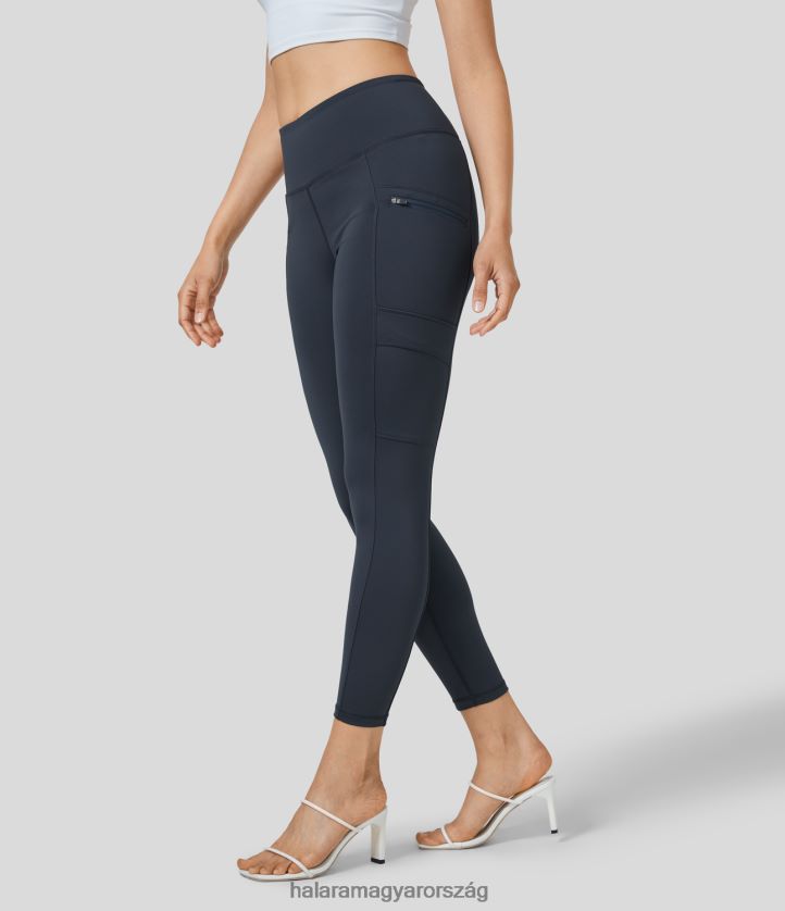 aktív ruházat Halara magas derekú cipzáras zsebek 7/8 munkanadrág éjkék nők 8FPF801566