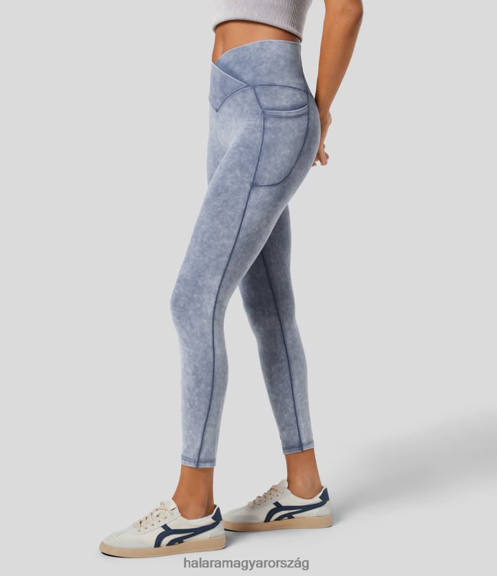 aktív ruházat Halara magas derekú crossover oldalzseb mosott alkalmi 7/8 leggings virágos esőkék nők 8FPF801559