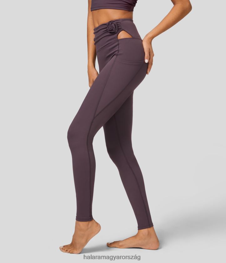 aktív ruházat Halara magas derekú, domború rozetta kivágott oldalzseb teljes hosszúságú pilates leggings alkonyat este lila nők 8FPF801573