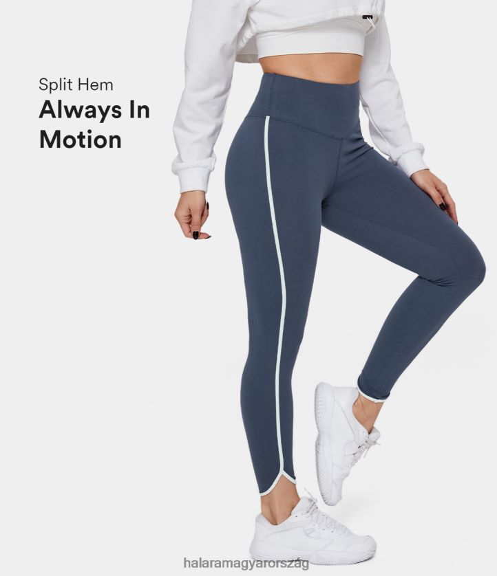 aktív ruházat Halara magas derekú kontrasztos szegélyű sima teljes hosszúságú pamut leggings szüreti indigó nők 8FPF801509