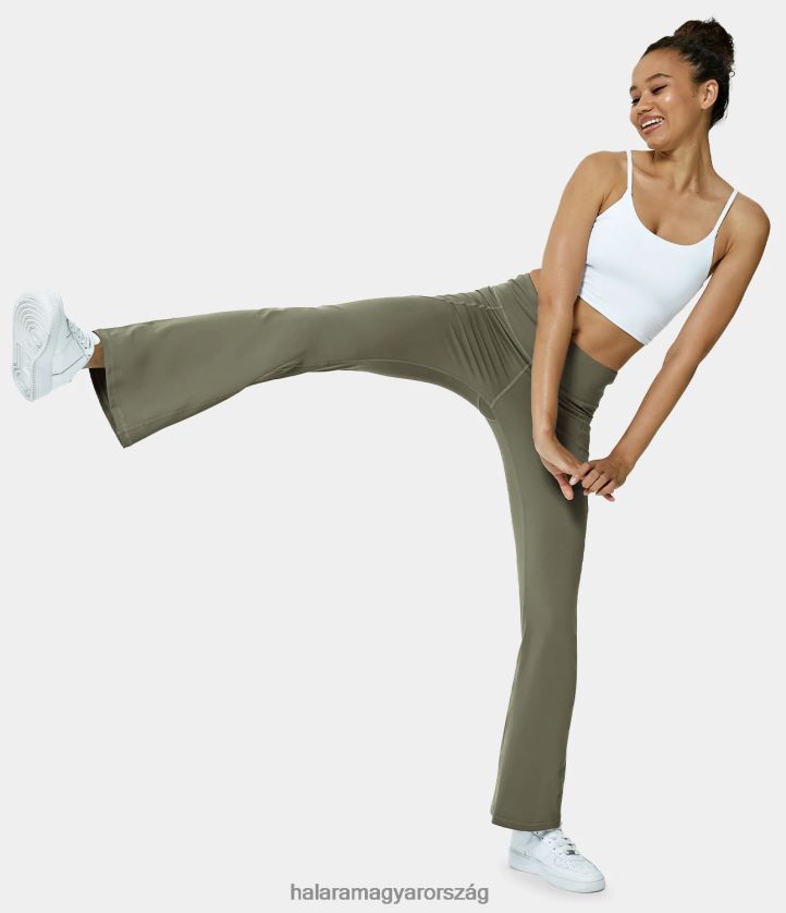 aktív ruházat Halara magas derekú oldalzseb enyhén kiszélesedő leggings moha zöld nők 8FPF80362