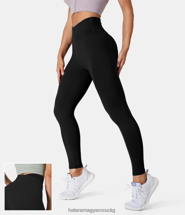 aktív ruházat Halara softlyzero crossover színű blokk leggings fekete nők 8FPF801464