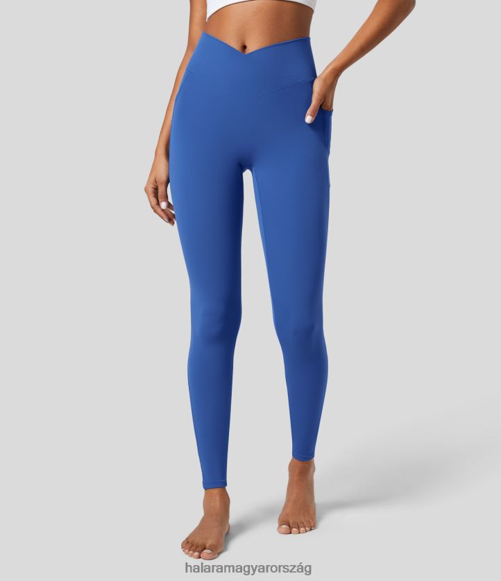 aktív ruházat Halara softlyzero crossover zsebes sima leggings beaucoup kék nők 8FPF801448