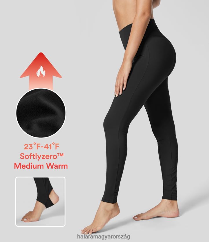 aktív ruházat Halara softlyzero gyapjú magas derekú, felső varrású jóga kengyeles leggings fekete nők 8FPF801491