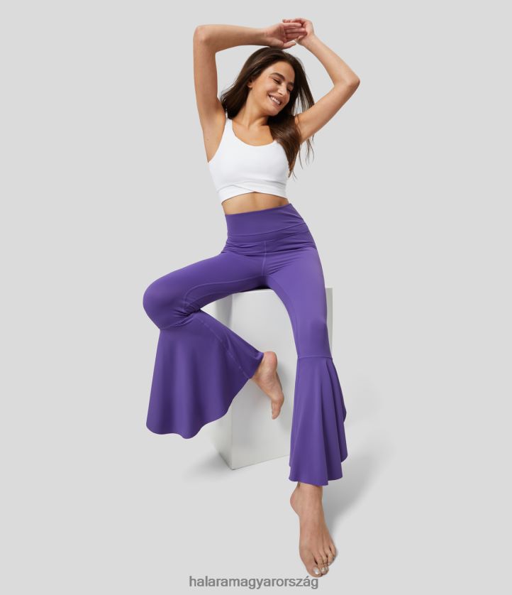 aktív ruházat Halara softlyzero légies magas derekú elülső derékpánt zseb szirom szegély flowy 7/8 cool touch dance leggings őszi lila nők 8FPF801473