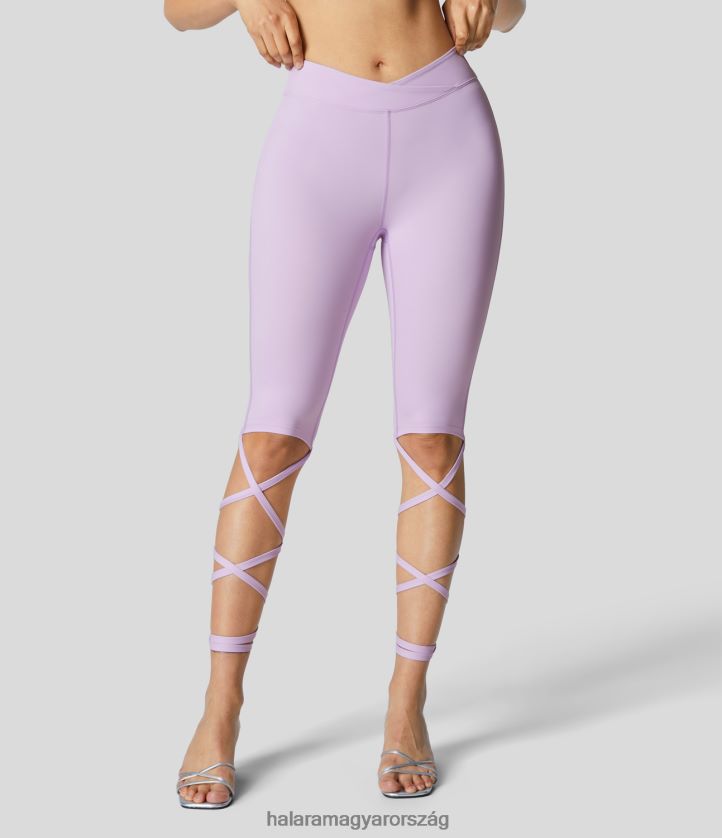 aktív ruházat Halara softlyzero légies v alakú crossover középen emelkedő, keresztben csomós mandzsetta hűvös tapintású alkalmi leggings rózsaszín orchidea nők 8FPF801562