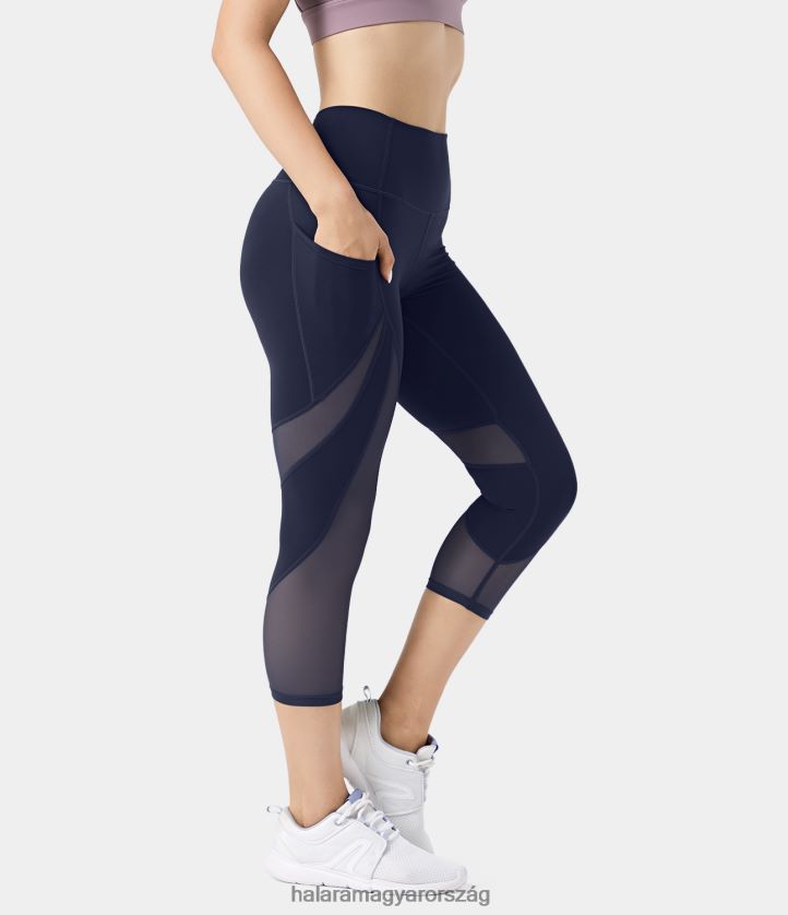 aktív ruházat Halara softlyzero magas derekú kontrasztos hálós oldalzseb sima capri leggings eredeti nők 8FPF801508