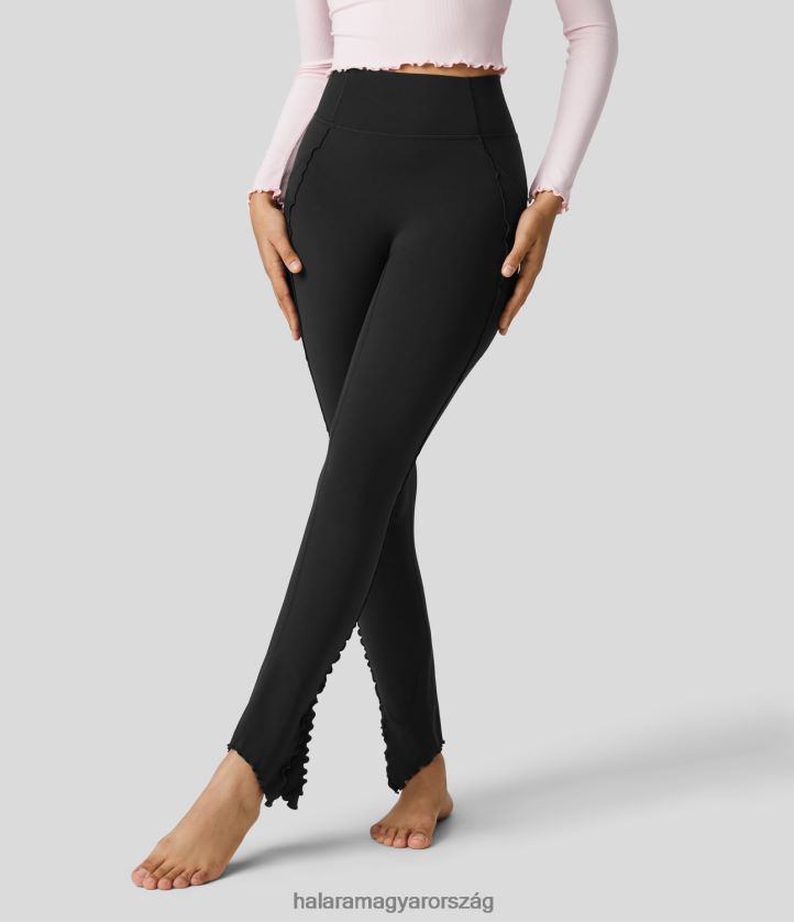 aktív ruházat Halara softlyzero magas derekú oldalzseb osztott szegély saláta díszítéssel teljes hosszúságú jóga leggings fekete nők 8FPF801563