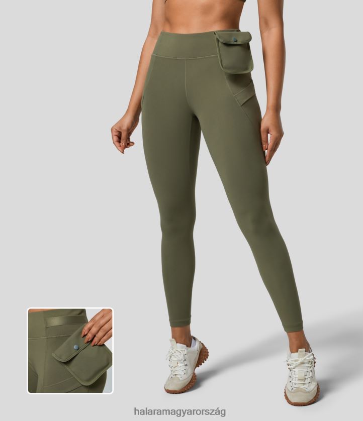 aktív ruházat Halara softlyzero mid rise kivehető zseb és oldalzseb 7/8 jóga leggings fű szürke zöld nők 8FPF801569