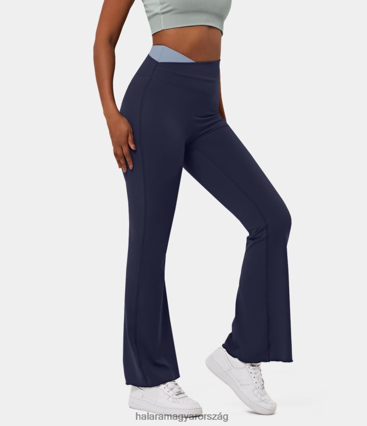 aktív ruházat Halara softlyzero plüss magas derekú színes blokk crossover flare jóga leggings pávakabát nők 8FPF80363