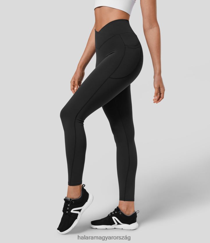 aktív ruházat Halara speedwave magas derekú crossover zsebes, gyorsan száradó 7/8 edzés leggings fekete nők 8FPF801556