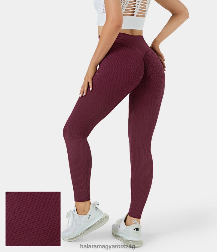 aktív ruházat Halara varrat nélküli flow magas derekú jacquard popsi emelő leggings Burgundia nők 8FPF801503