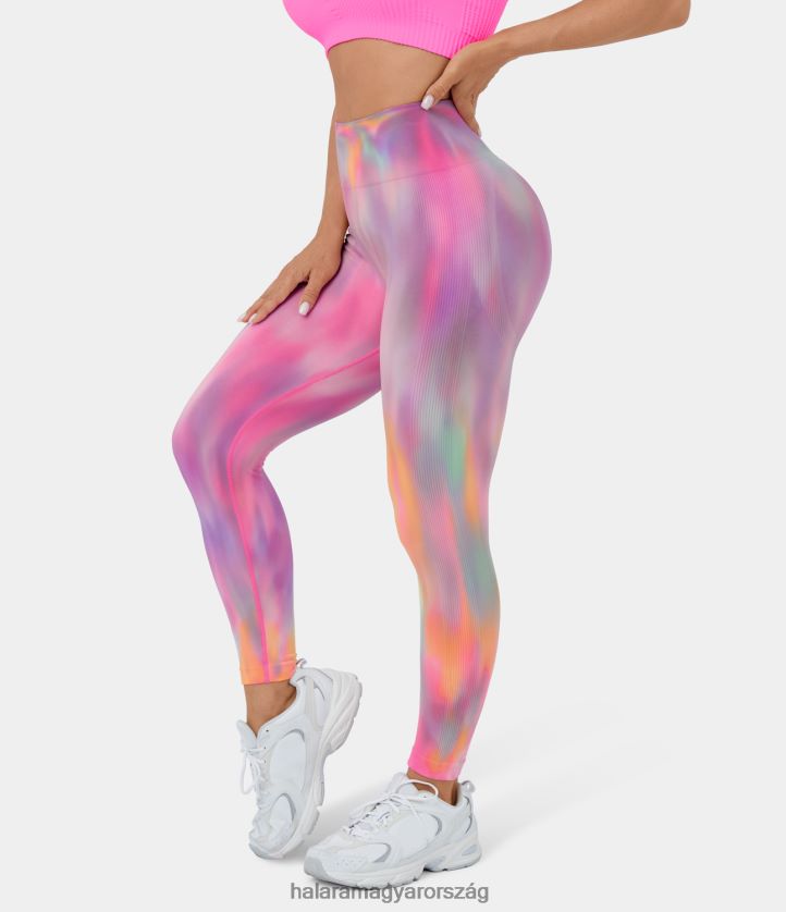 aktív ruházat Halara varrat nélküli flow magas derekú nyakkendő festék jóga leggings aurora rózsaszín nyakkendőfesték nők 8FPF801461