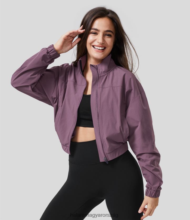 aktív ruházat Halara állógalléros cipzáras oldalzseb hálós túradzseki lila gumicsepp nők 8FPF802034