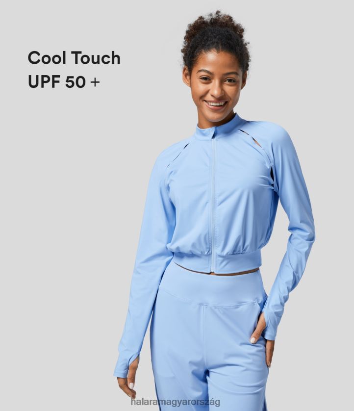aktív ruházat Halara állvány gallér cipzár hüvelykujj lyuk kivágott hűvös tapintású jóga dzseki holland csatorna nők 8FPF802043
