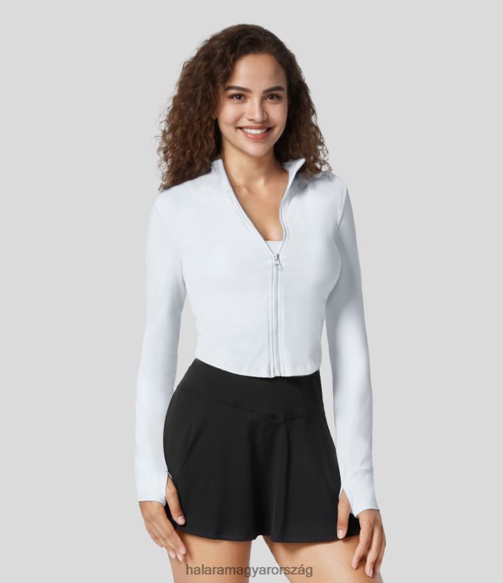aktív ruházat Halara álnyakú cipzáras elülső hüvelykujjlyukú vágott golfkabát fehér nők 8FPF801971