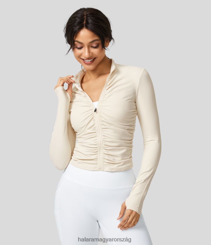 aktív ruházat Halara softlyzero plüss állvány gallér hüvelykujj lyuk rovátkolt cipzár vékony jógadzseki magányos csillag nők 8FPF802051