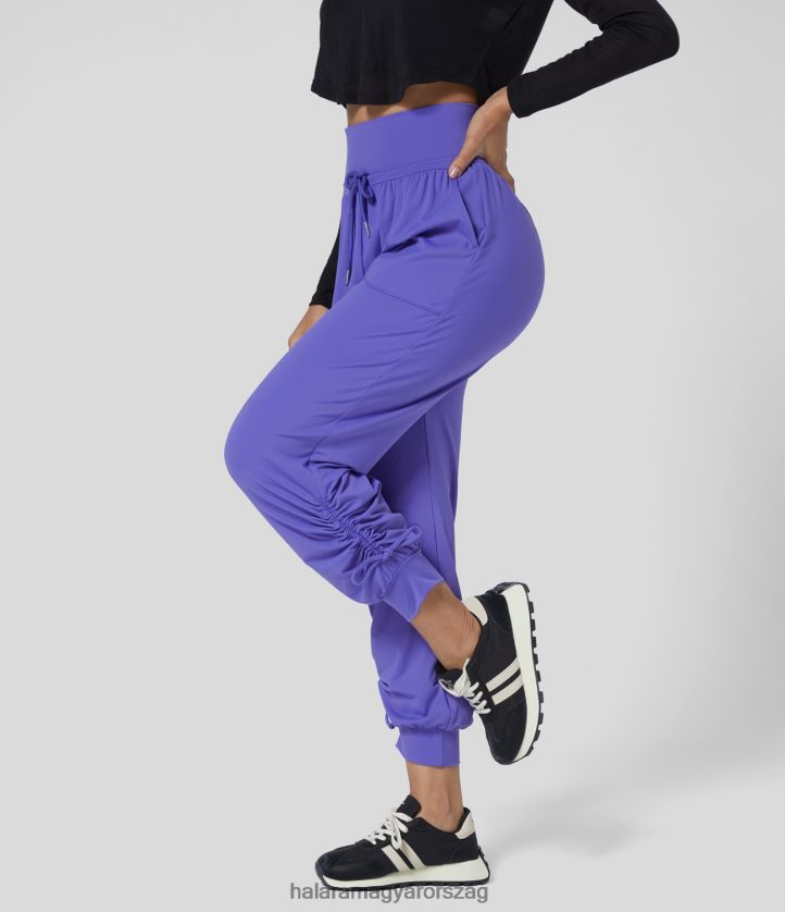 aktív ruházat Halara Magas derekú, húzózsinórral kötött oldalzseb, bokahosszúságú, elvékonyodó alkalmi kocogónadrág ködös levendula nők 8FPF8020