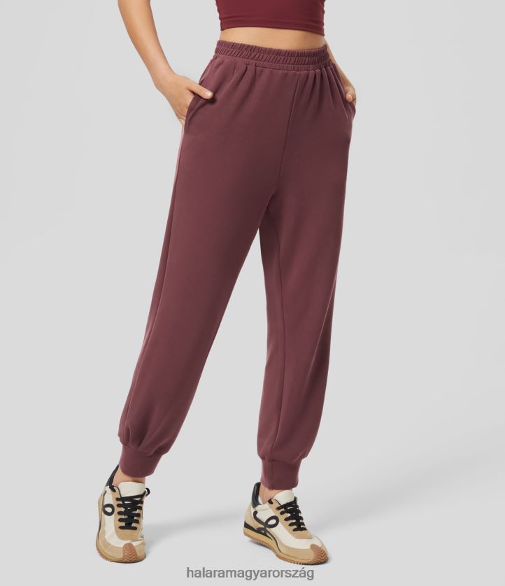 aktív ruházat Halara Magas derekú, oldalzsebekkel ellátott alkalmi kocogónadrág ökörvér vörös nők 8FPF8050