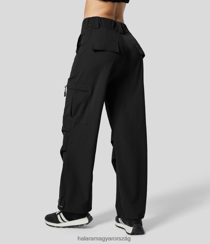 aktív ruházat Halara középen emelkedő gombos cipzár több zsebbel állítható húzózsinórral alkalmi rakomány joggerek fekete nők 8FPF8031