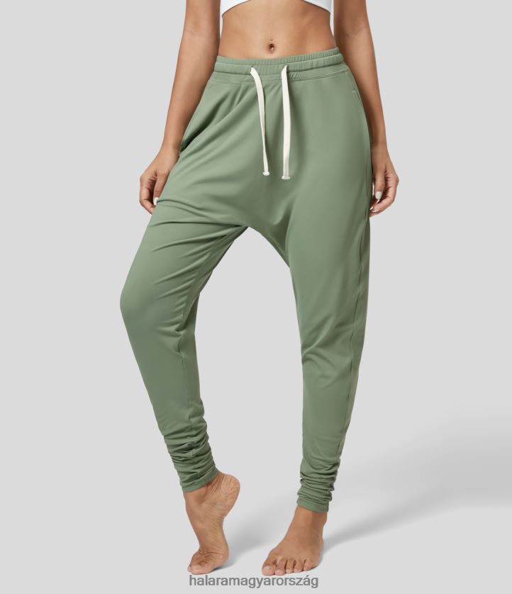 aktív ruházat Halara középen emelkedő húzózsinóros oldalzseb alkalmi háremkocogó fű világoszöld nők 8FPF8061