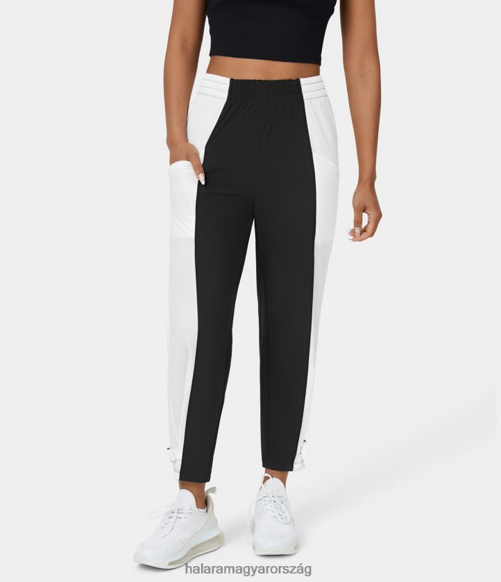 aktív ruházat Halara középen emelkedő oldalzseb állítható szegélyű színes blokk futó joggerek fekete nők 8FPF8064