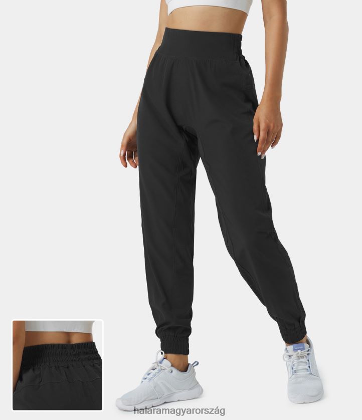 aktív ruházat Halara magas derekú elasztikus derékpántos alkalmi kocogók fekete nők 8FPF8047