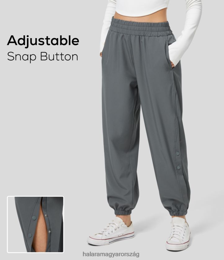 aktív ruházat Halara magas derekú oldalzseb, gombos kivágású alkalmi kocogó szürke nők 8FPF8087