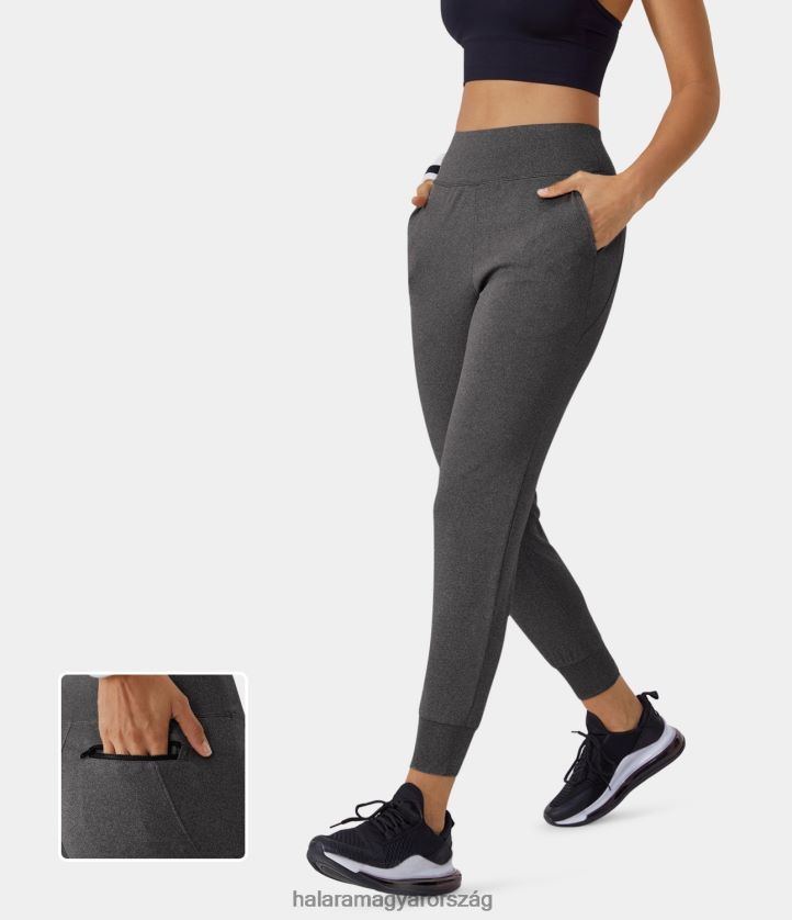 aktív ruházat Halara magas derekú oldalzseb plusz hátsó cipzáras zseb ingázási kocogóknak szürkésfekete nők 8FPF8080