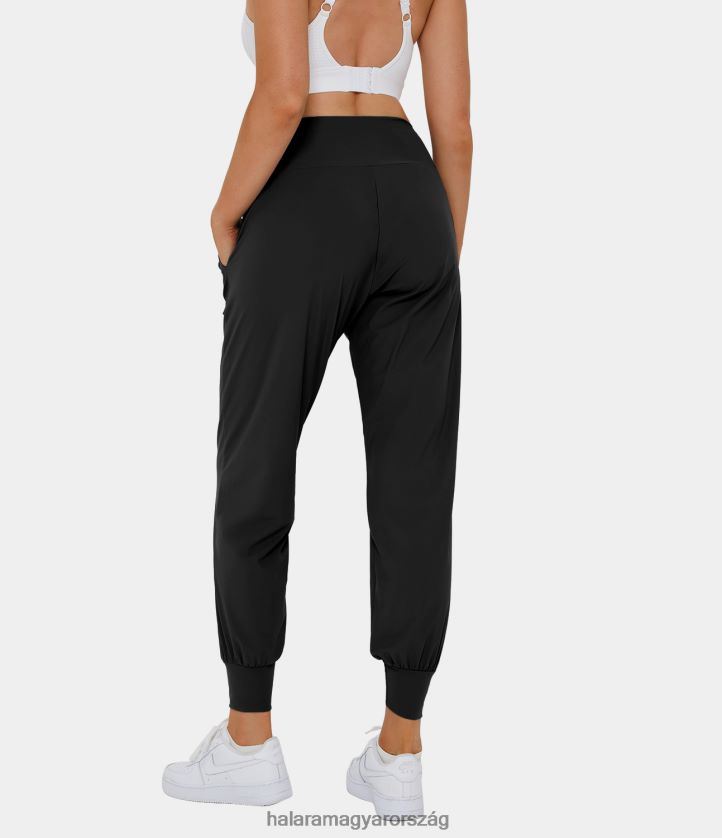 aktív ruházat Halara magas derekú sima oldalzsebű jóga kocogó fekete nők 8FPF803