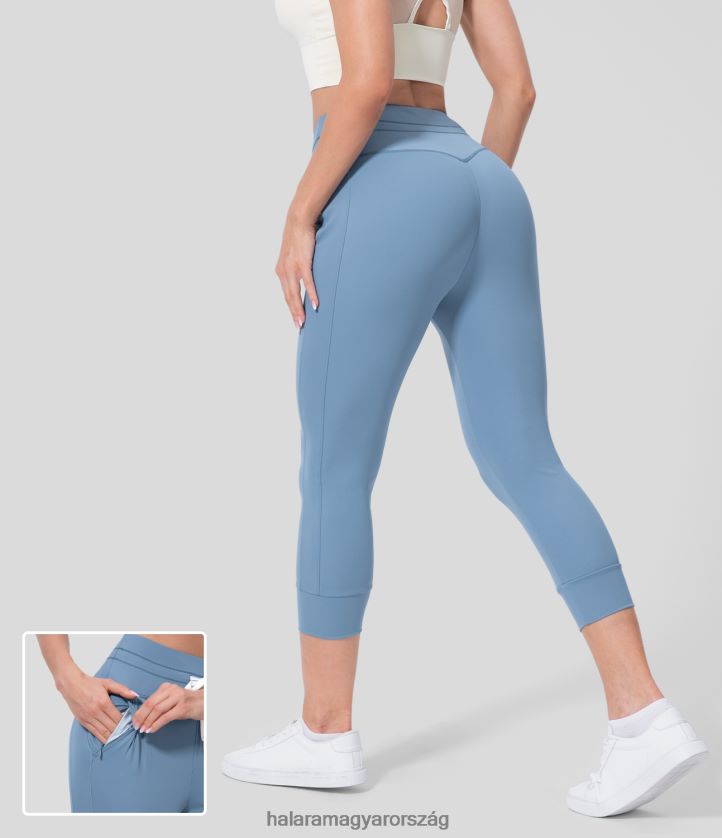 aktív ruházat Halara softlyzero légies, magas derekú húzózsinór oldalzseb sima capri hideg érintés jóga kocogó kék árnyék nők 8FPF8015