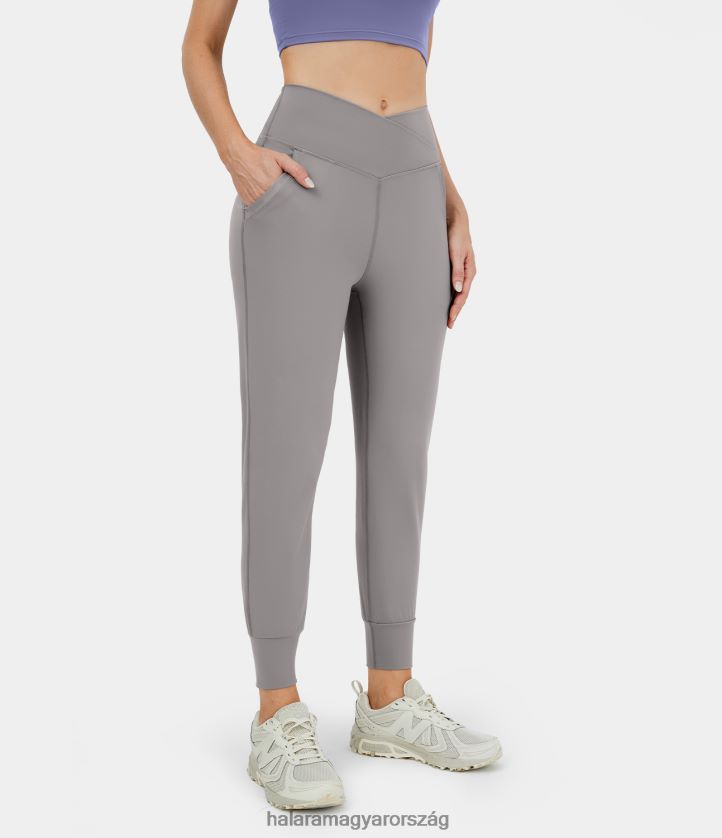 aktív ruházat Halara softlyzero plüss magas derekú crossover oldalzsebű jóga joggerek acélszürke nők 8FPF8097