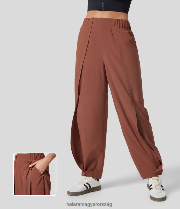 aktív ruházat Halara szellős, magas derekú, 2 az 1-ben oldalzseb, állítható pattintható gomb gyorsszárító túrázó kocogó kaliforniai óriásfenyő nők 8FPF8076