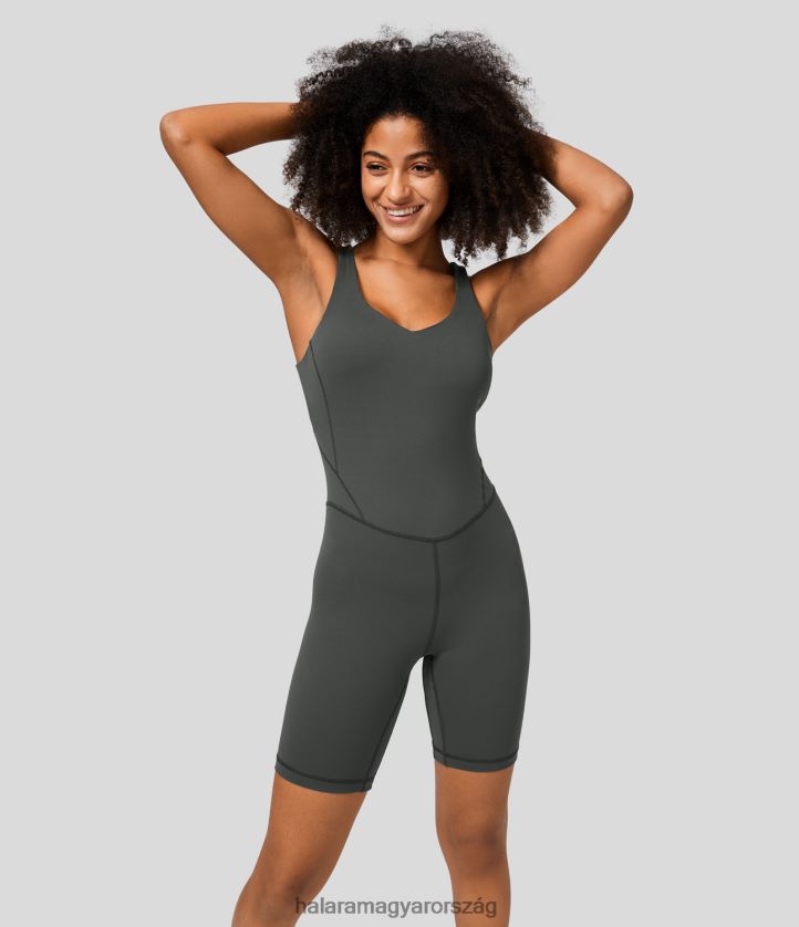 aktív ruházat Halara párnázott v nyakú, hát nélküli jóga kombinét sötét jádeszürke nők 8FPF802098