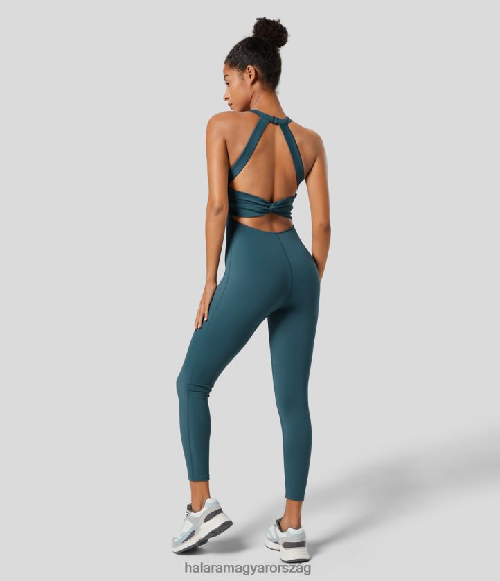 aktív ruházat Halara softlyzero légies u nyak g-hook háttámla csavart hátú cool touch jóga vékony jumpsuit tinta zöld nők 8FPF802076