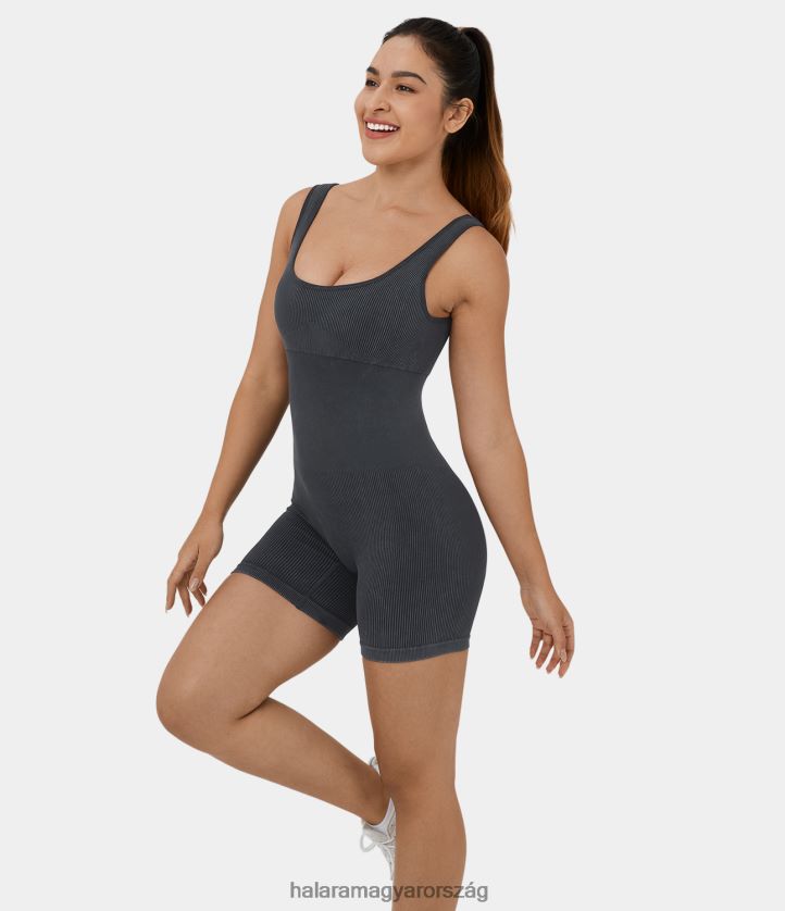 aktív ruházat Halara varrat nélküli flow u nyakujjatlan hát nélküli mosott csíkos edzés jumpsuit koromcsík nők 8FPF802106