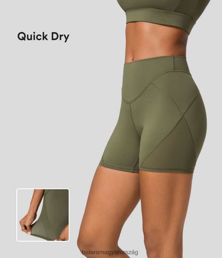 aktív ruházat Halara speedwave középen emelkedő felső varrású gyorsszáraz edzés motoros rövidnadrág, 4" fű szürke zöld nők 8FPF801424