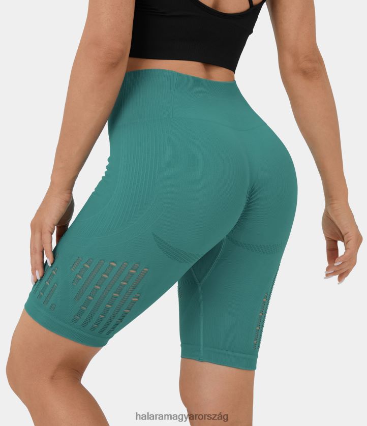 aktív ruházat Halara varrat nélküli flow, magas derekú, domború kivágású jóga motoros rövidnadrág 8'' zöld-kék pala nők 8FPF801446