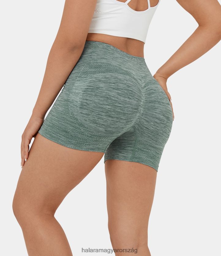 aktív ruházat Halara varratmentesen áramló, magas derekú fenékemelő, domború mélyre festett jóga motoros rövidnadrág 3,5" foltos fenyőzöld nők 8FPF801426