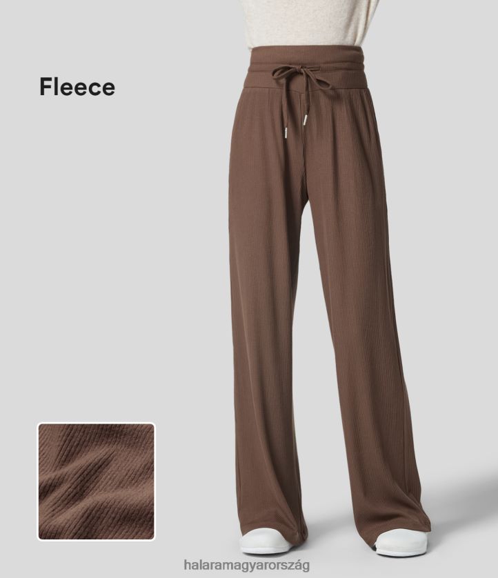 aktív ruházat Halara bordás kötött, magas derekú húzózsinóros oldalzseb egyenes szárú polár nappali nadrág köves út nők 8FPF80457