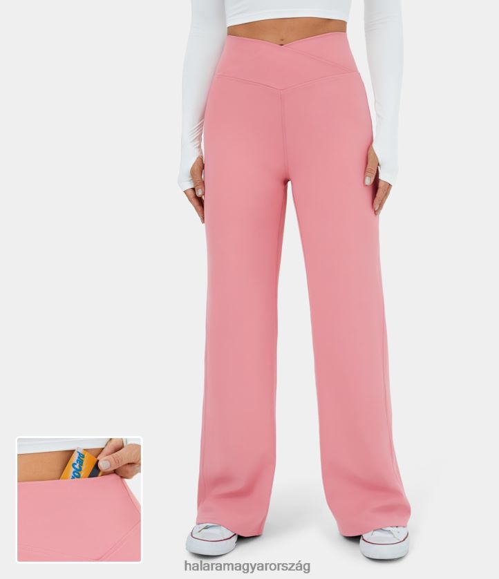 aktív ruházat Halara crossover magas derekú hátsó zsebes széles szárú jóganadrág eredeti nők 8FPF80132