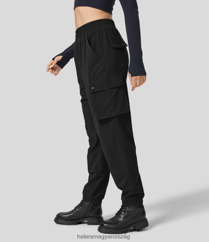 aktív ruházat Halara középen emelkedő több zsebes túrahárem tehernadrág fekete nők 8FPF80284