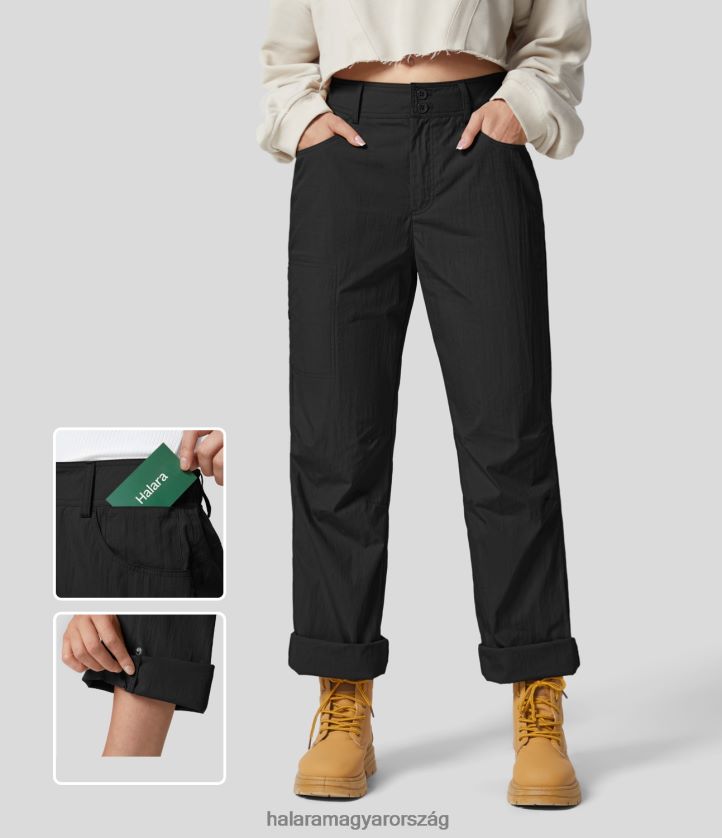 aktív ruházat Halara középső gombos cipzáros több zsebes túrapamutnadrág fekete nők 8FPF80486