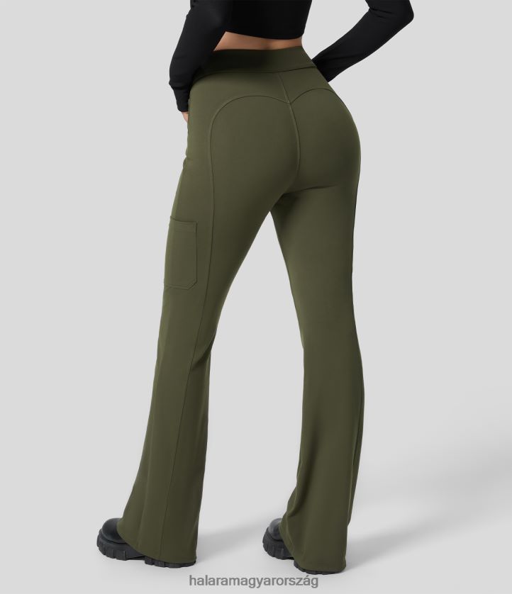 aktív ruházat Halara magas derekú gomb több zsebbel működő cargo flare nadrág erdei éjszaka nők 8FPF80266