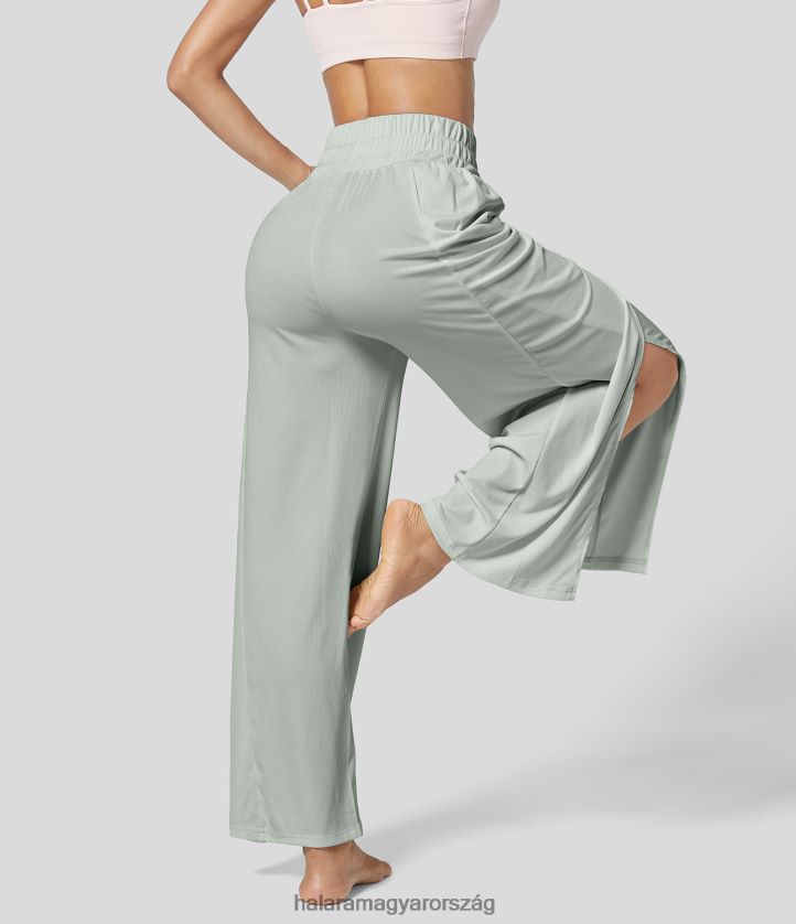 aktív ruházat Halara magas derekú, hasított, széles szárú jóganadrág fagyos menta nők 8FPF80218
